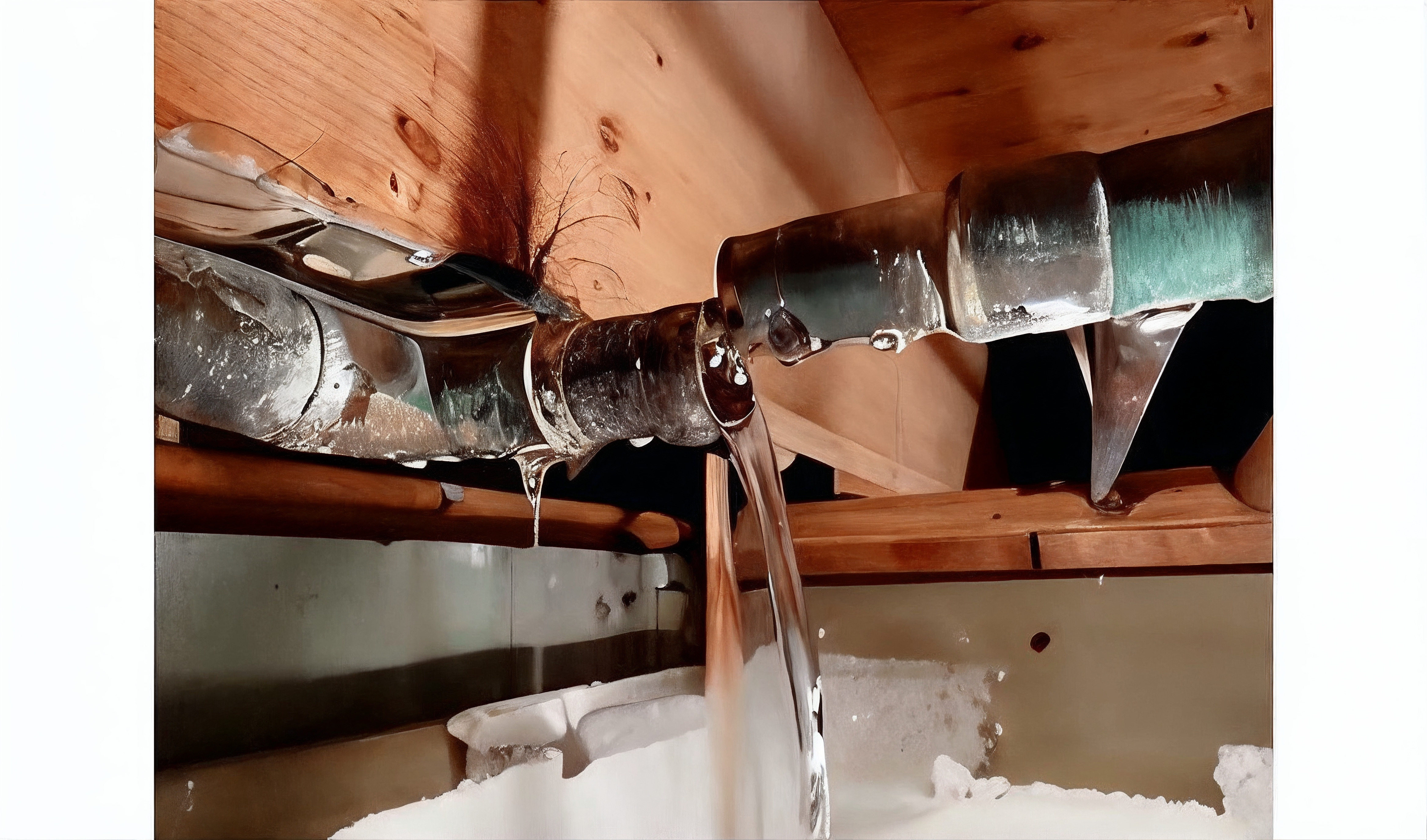 Broken water main exposed for replacement
