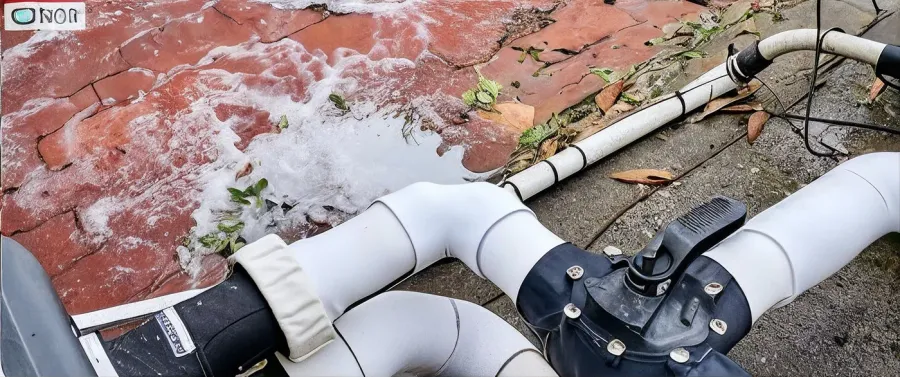 Broken underground pool supply pipe exposed for repair